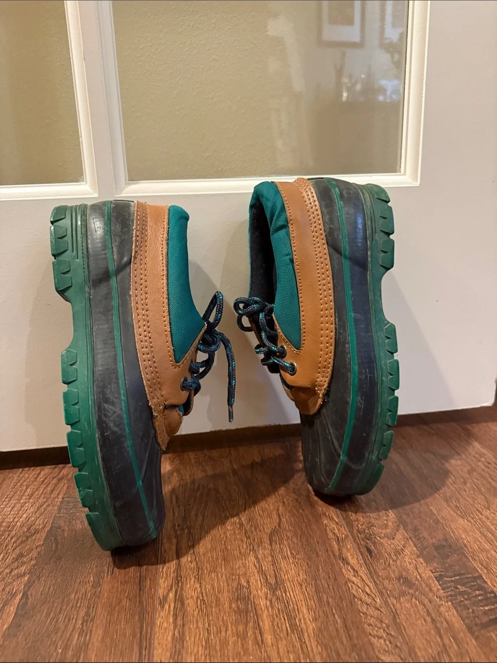 Women’s Teal and Brown Waterproof Duck Boots